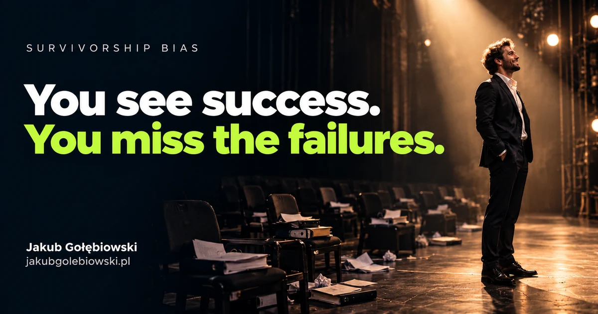 Article cover: Survivorship bias. Why do you see a false image of success?