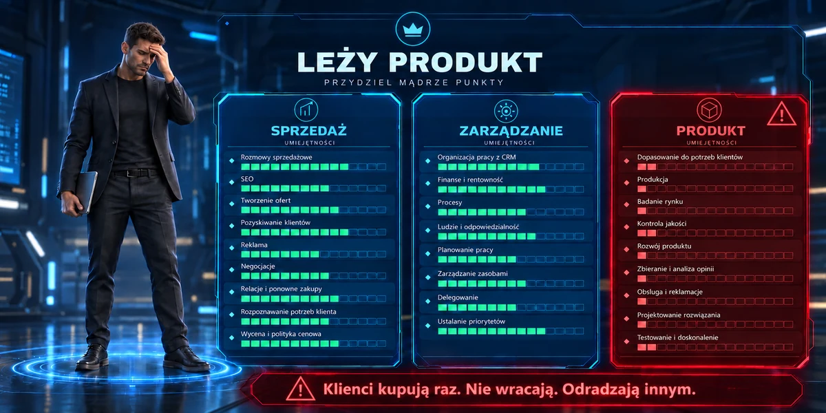 Leży produkt: klienci kupują raz, nie wracają i odradzają firmę innym.